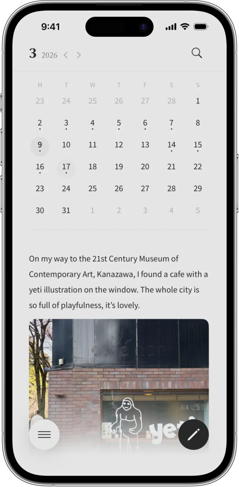 Calendar Interface
